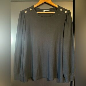 LC Lauren Conrad - Black Long Sleeve Top with Button Detail